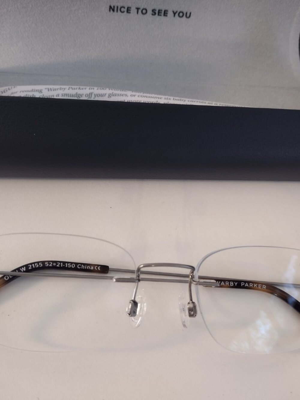 Warby Parker Olin Wide Rimless Eyeglasses Antique Silver 52-21-150 - Picture 4 of 4